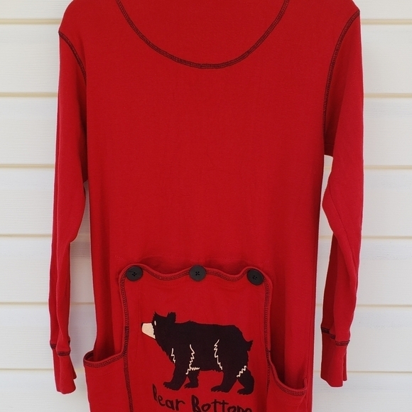 Lazy One Red Flapjacks Pajamas Adult XS Onesie Bear Bottom - Picture 4 of 8
